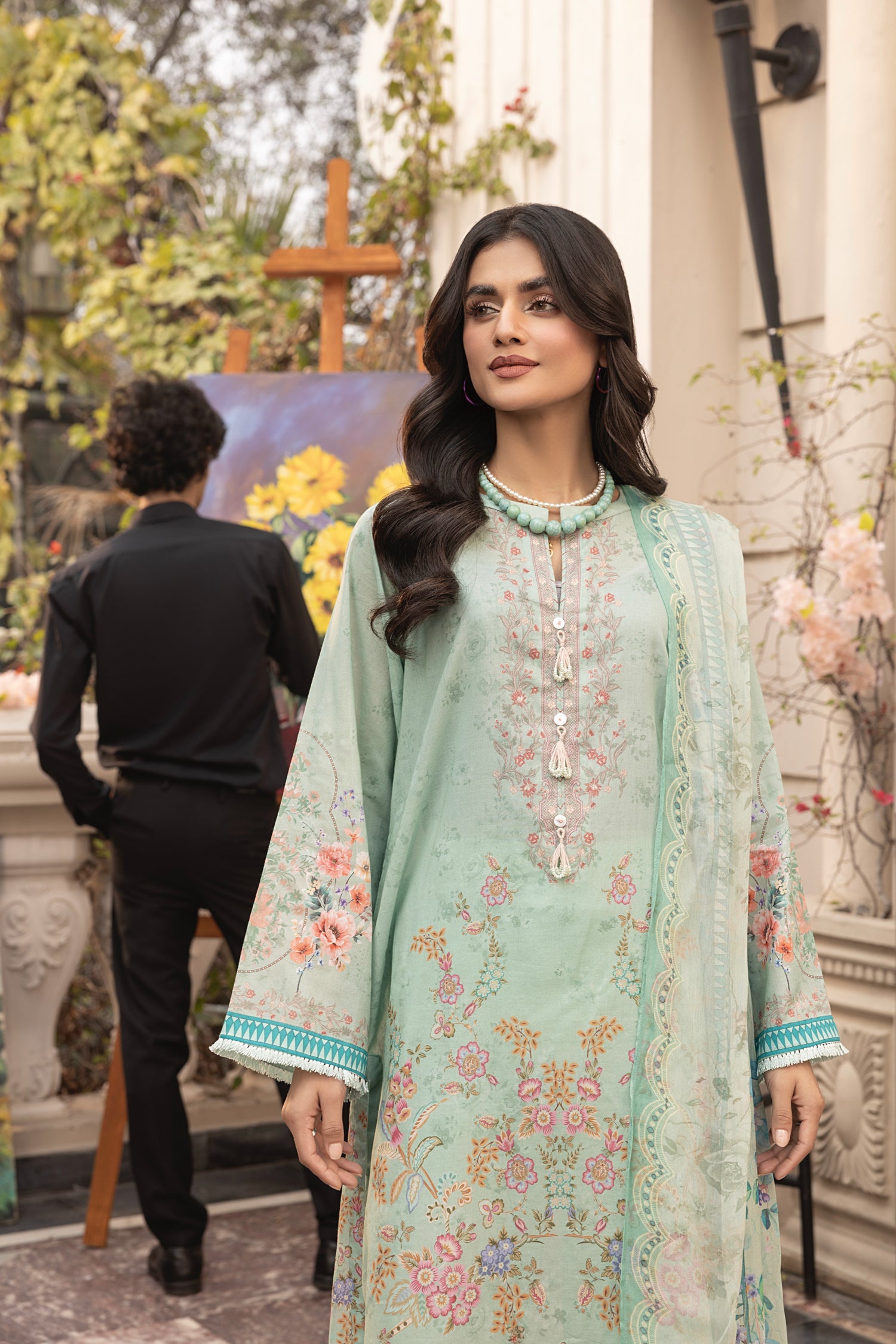 Lakhany Komal LG-MM-0300 03 Piece Unstitched Printed With Printed Chiffon Dupatta