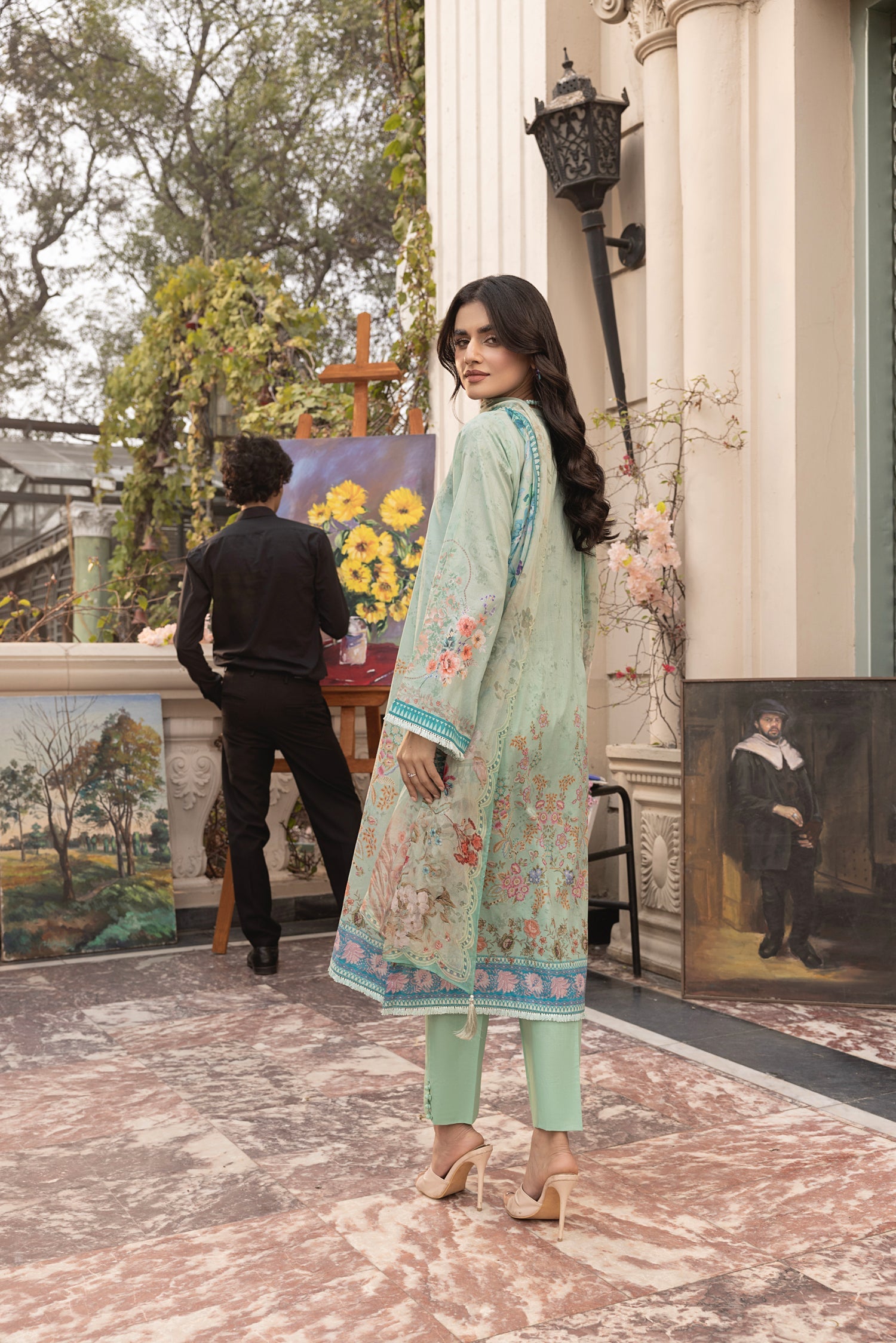 Lakhany Komal LG-MM-0300 03 Piece Unstitched Printed With Printed Chiffon Dupatta