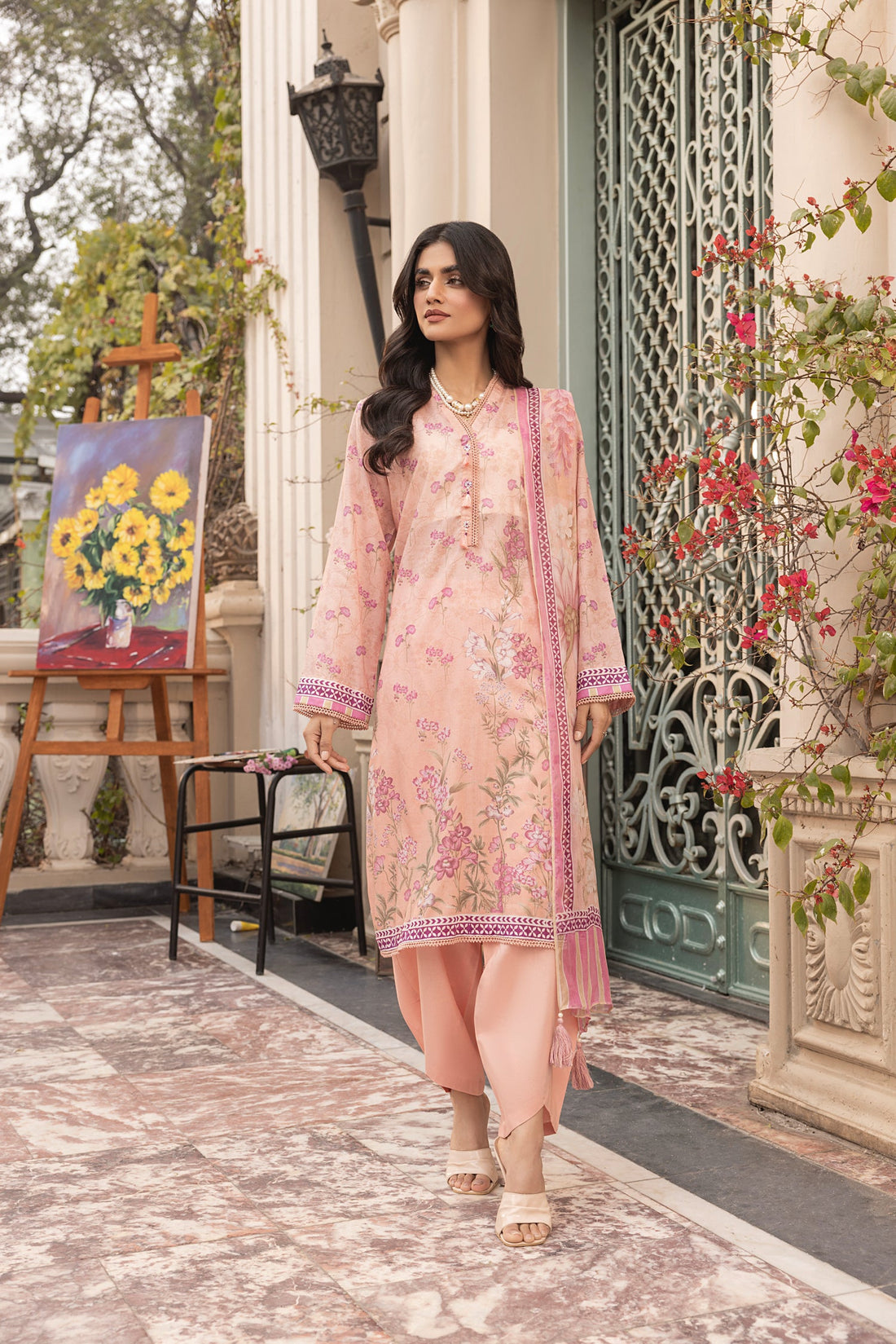 Lakhany Komal LG-MM-0302 03 Piece Unstitched Printed With Printed Chiffon Dupatta