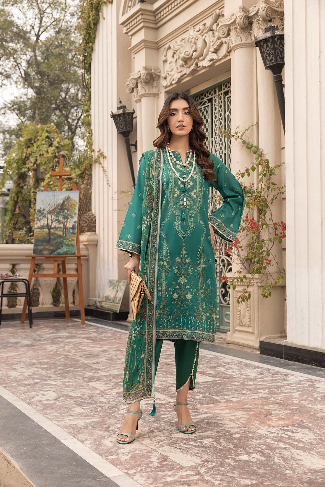 Lakhany Komal LG-MM-0306 03 Piece Unstitched Printed With Printed Chiffon Dupatta