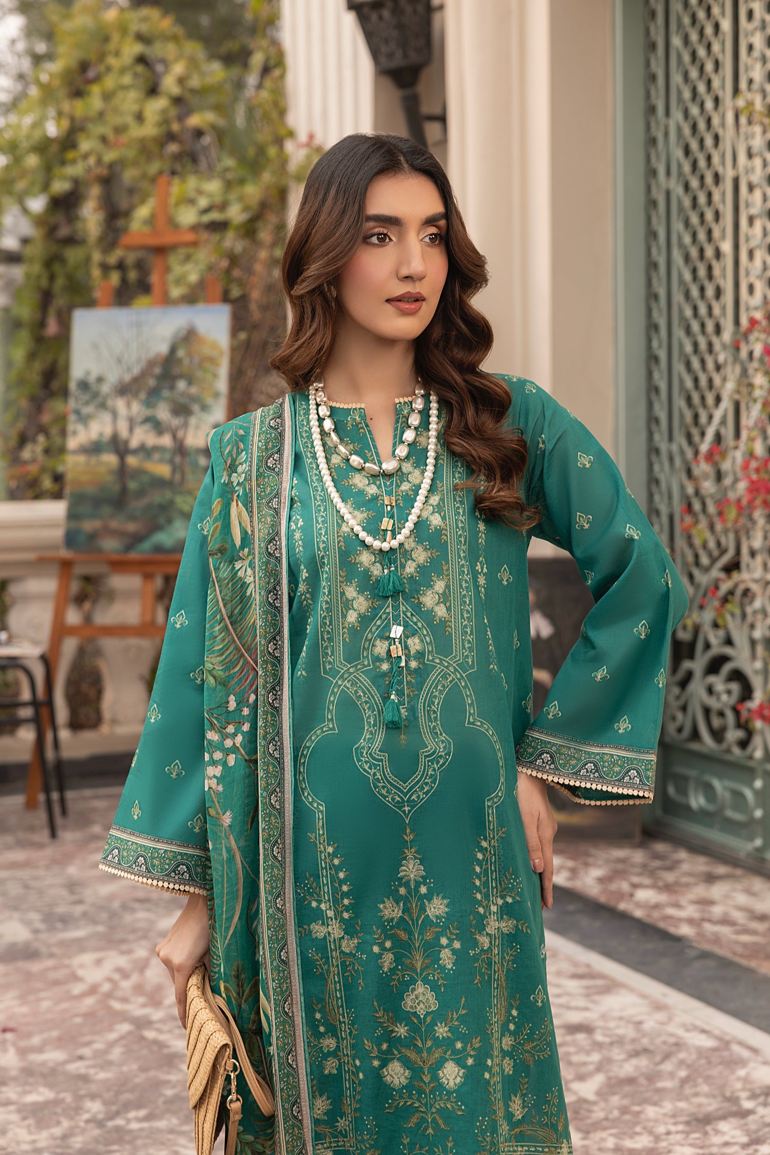 Lakhany Komal LG-MM-0306 03 Piece Unstitched Printed With Printed Chiffon Dupatta