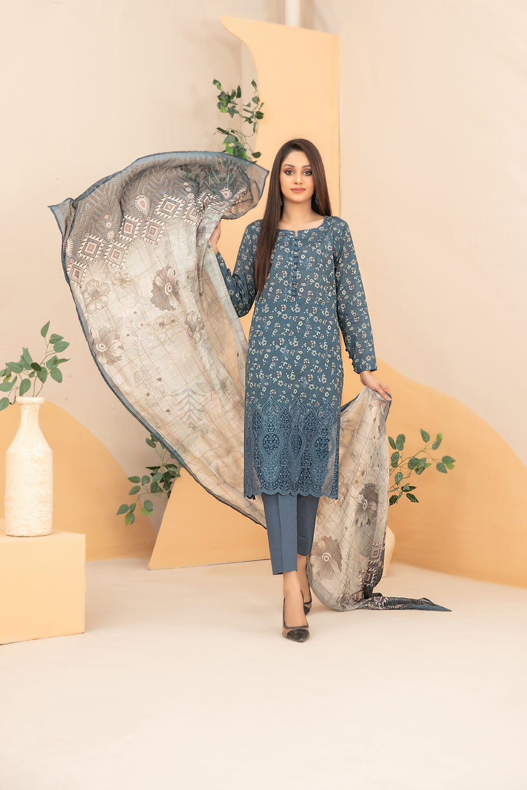 Tawakkal D-3508 - Zyra Embroidered Lawn Digital Print Diamond Dupatta