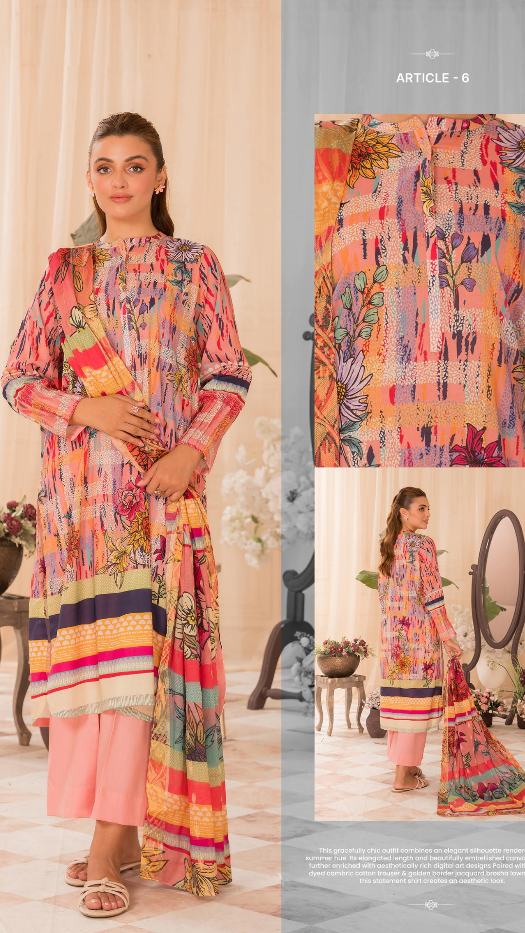 Guljee Popinn Floral Prints Article 6 Unstitched 3 Piece Lawn 24