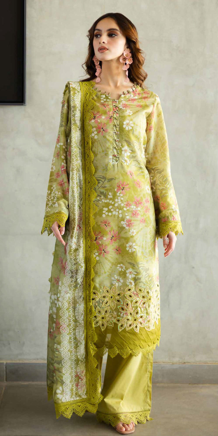 Aafreen Riaz Arts AF-162 Embroidered Lawn Doria Collection With Jacquard Monark Dupatta