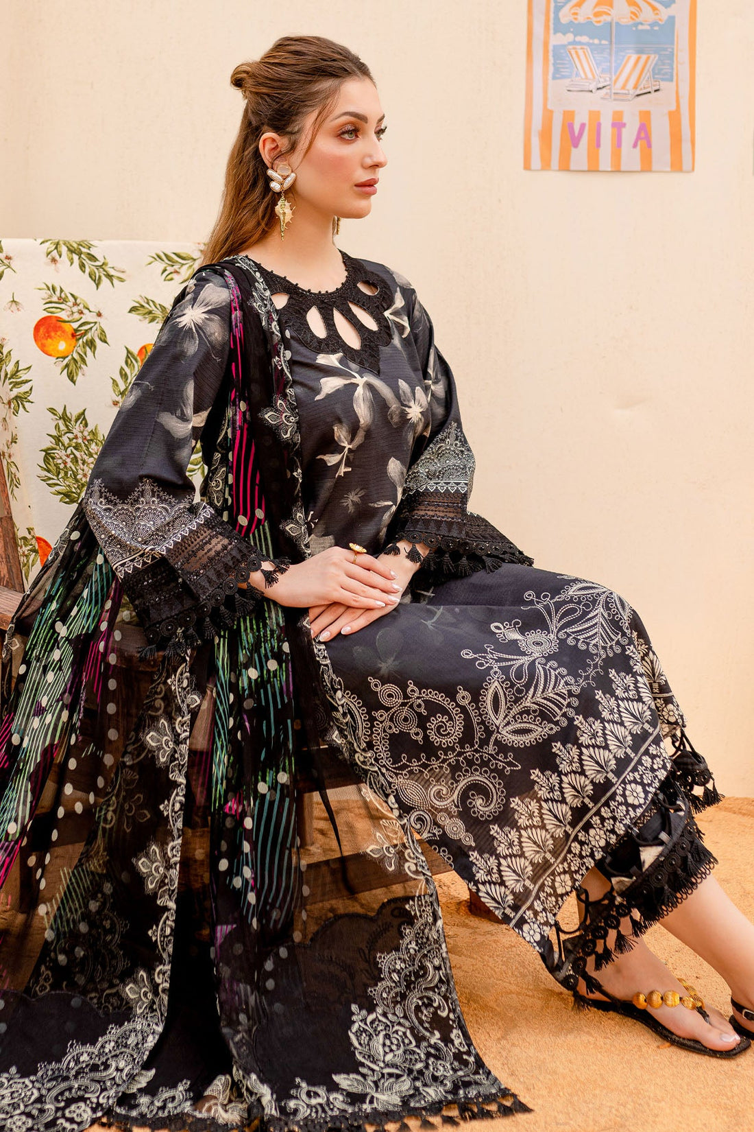 Nureh Gardenia NSG-185 Embroidered Lawn Collection With Embroidered Chiffon Dupatta