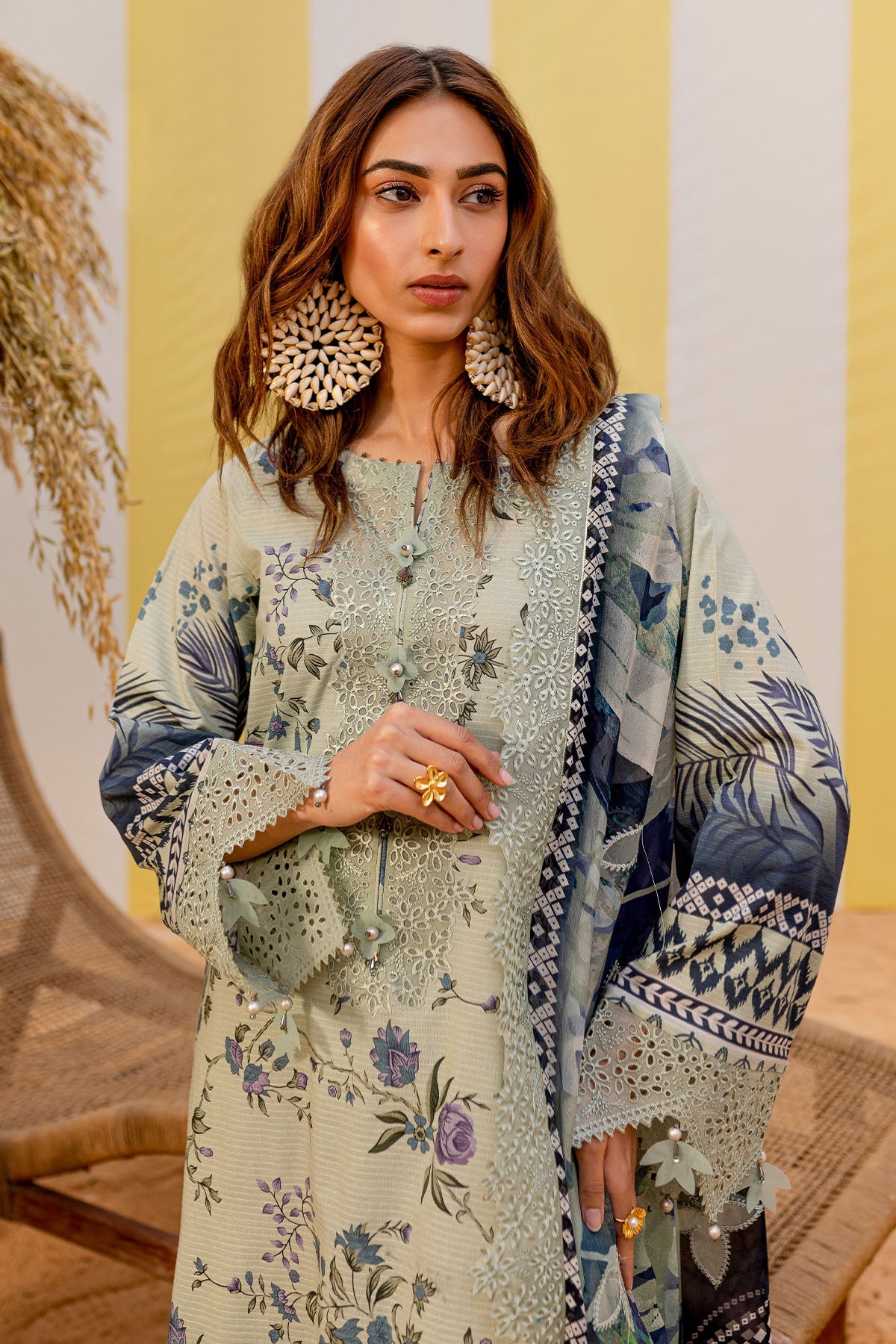 Nureh Gardenia NSG-183 Embroidered Lawn Collection With Embroidered Chiffon Dupatta