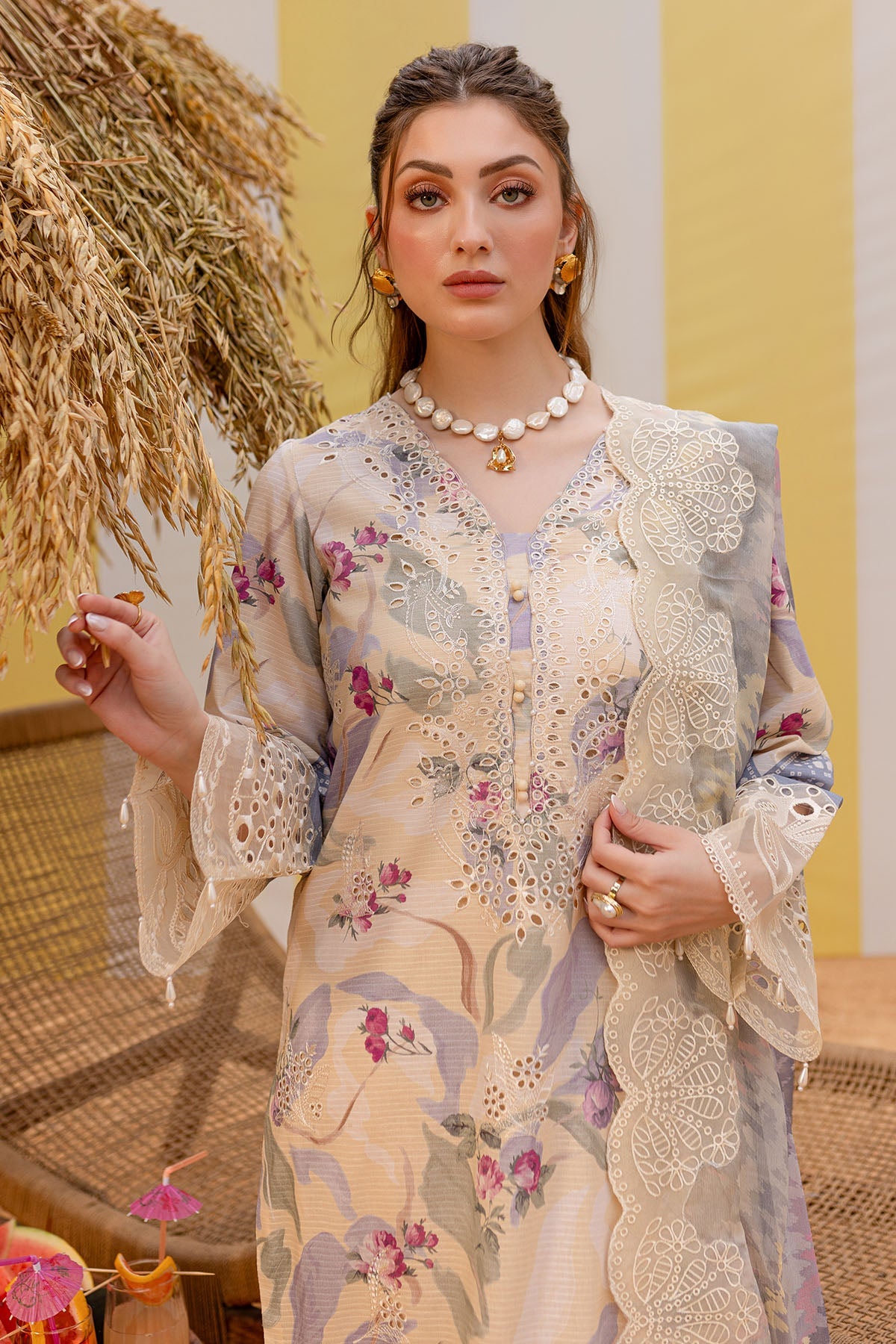 Nureh Gardenia NSG-177 Embroidered Lawn Collection With Embroidered Chiffon Dupatta