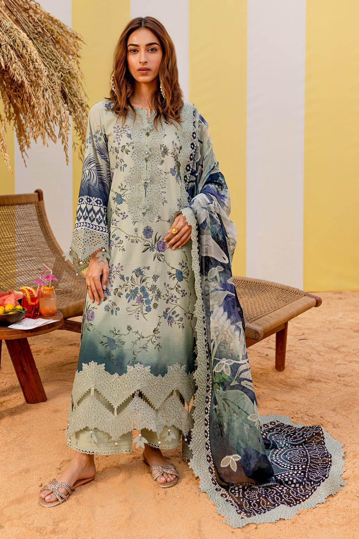 Nureh Gardenia NSG-183 Embroidered Lawn Collection With Embroidered Chiffon Dupatta