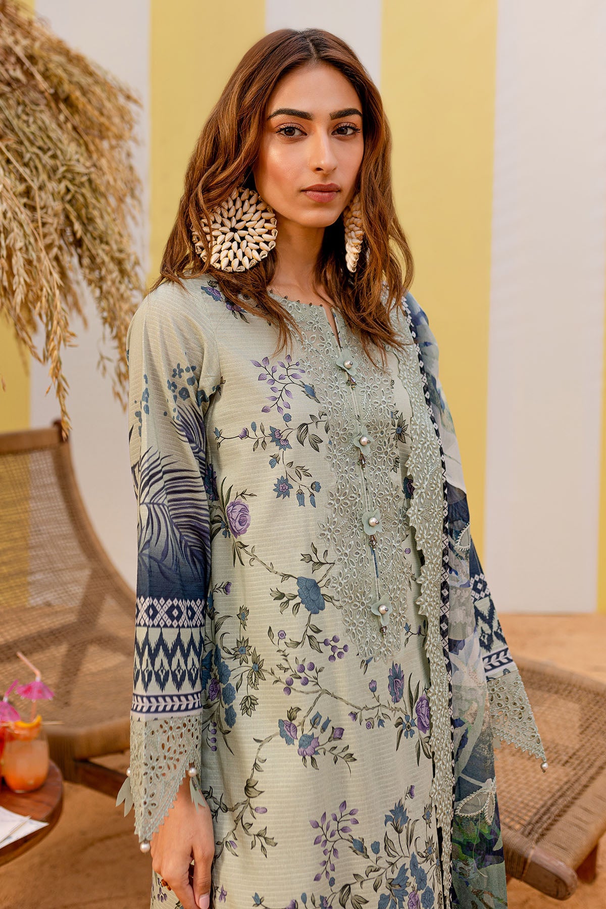 Nureh Gardenia NSG-183 Embroidered Lawn Collection With Embroidered Chiffon Dupatta