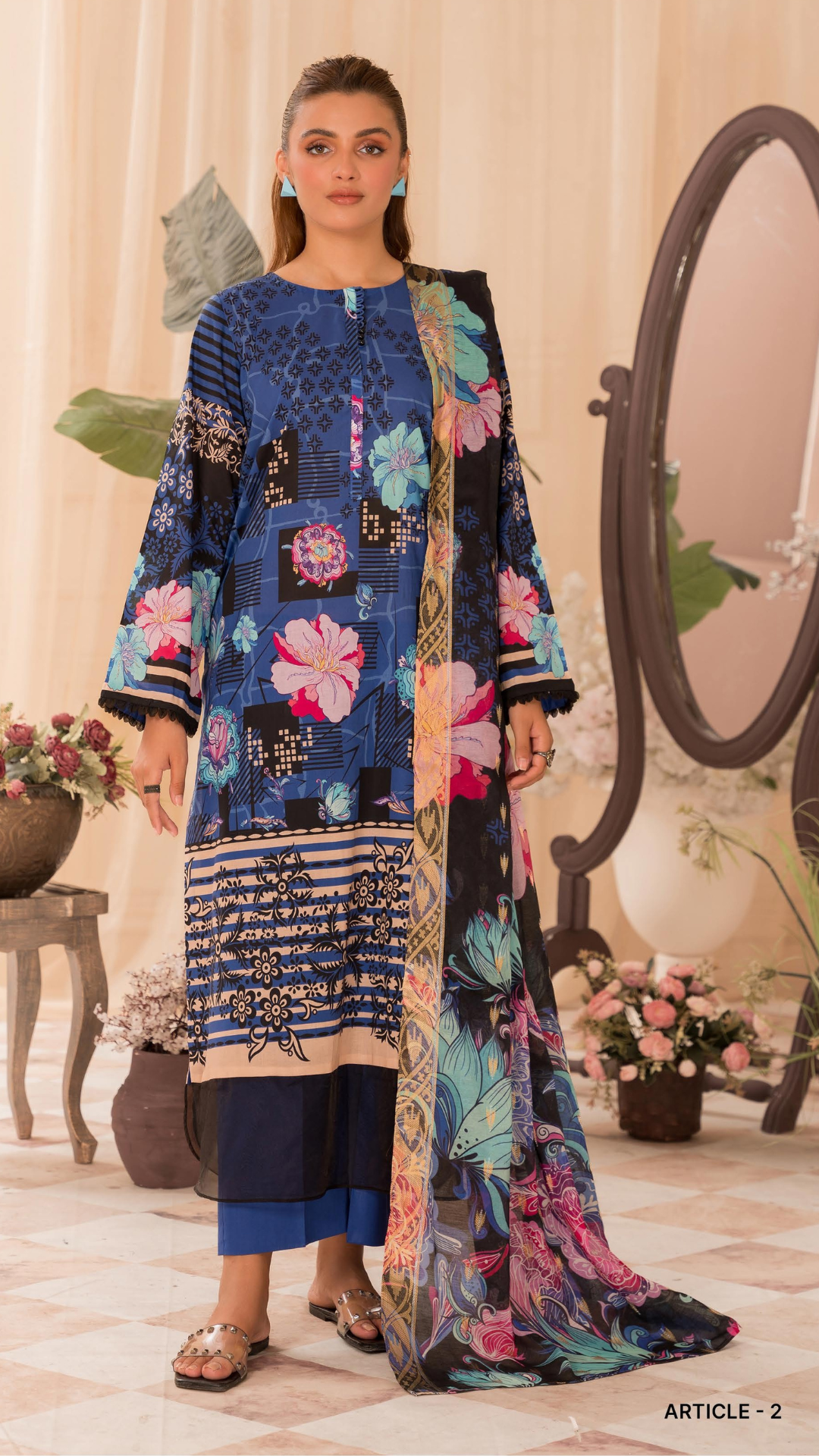 Guljee Popinn Floral Prints Article 2 Unstitched 3 Piece Lawn 24