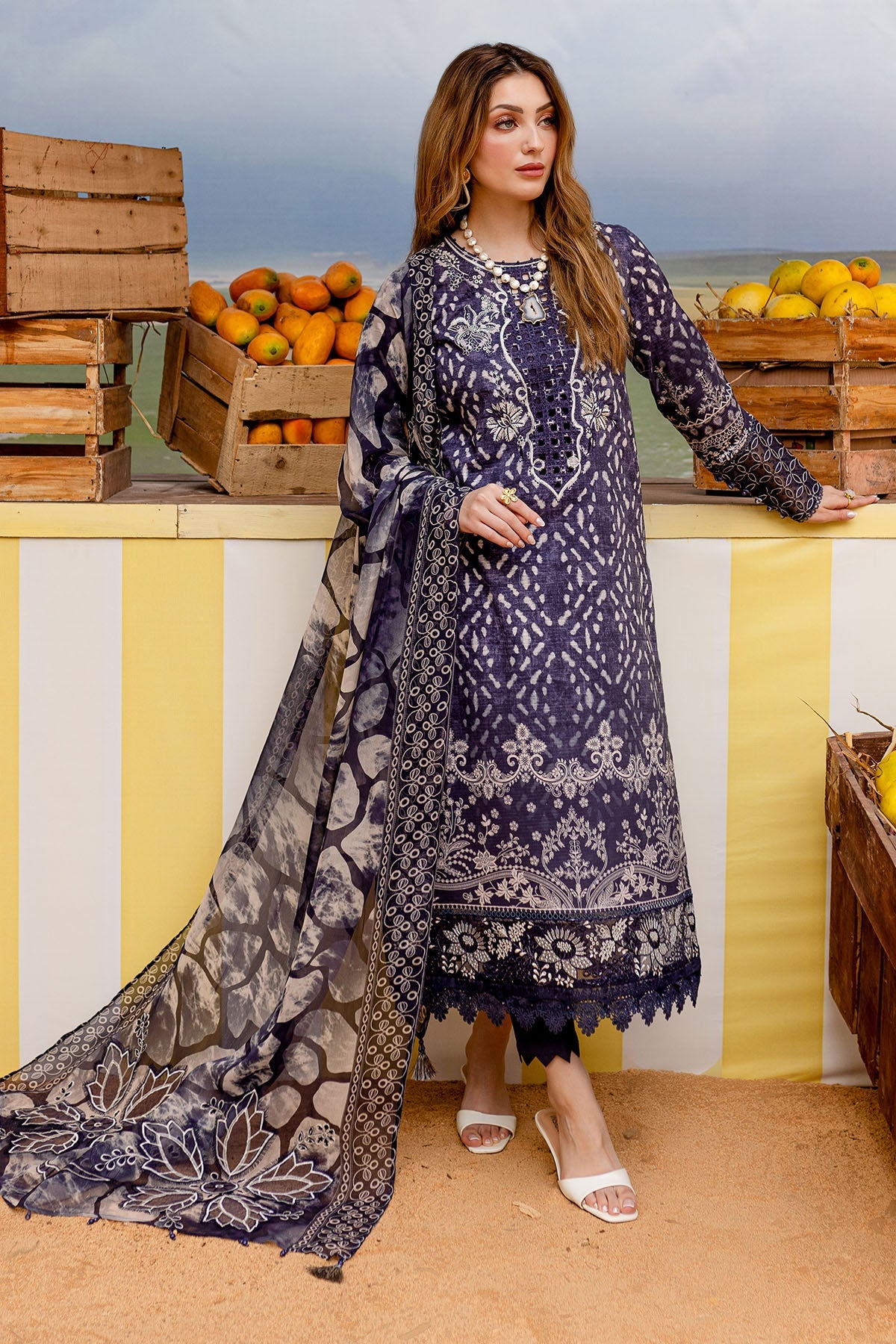 Nureh Gardenia NSG-182 Embroidered Lawn Collection With Embroidered Chiffon Dupatta