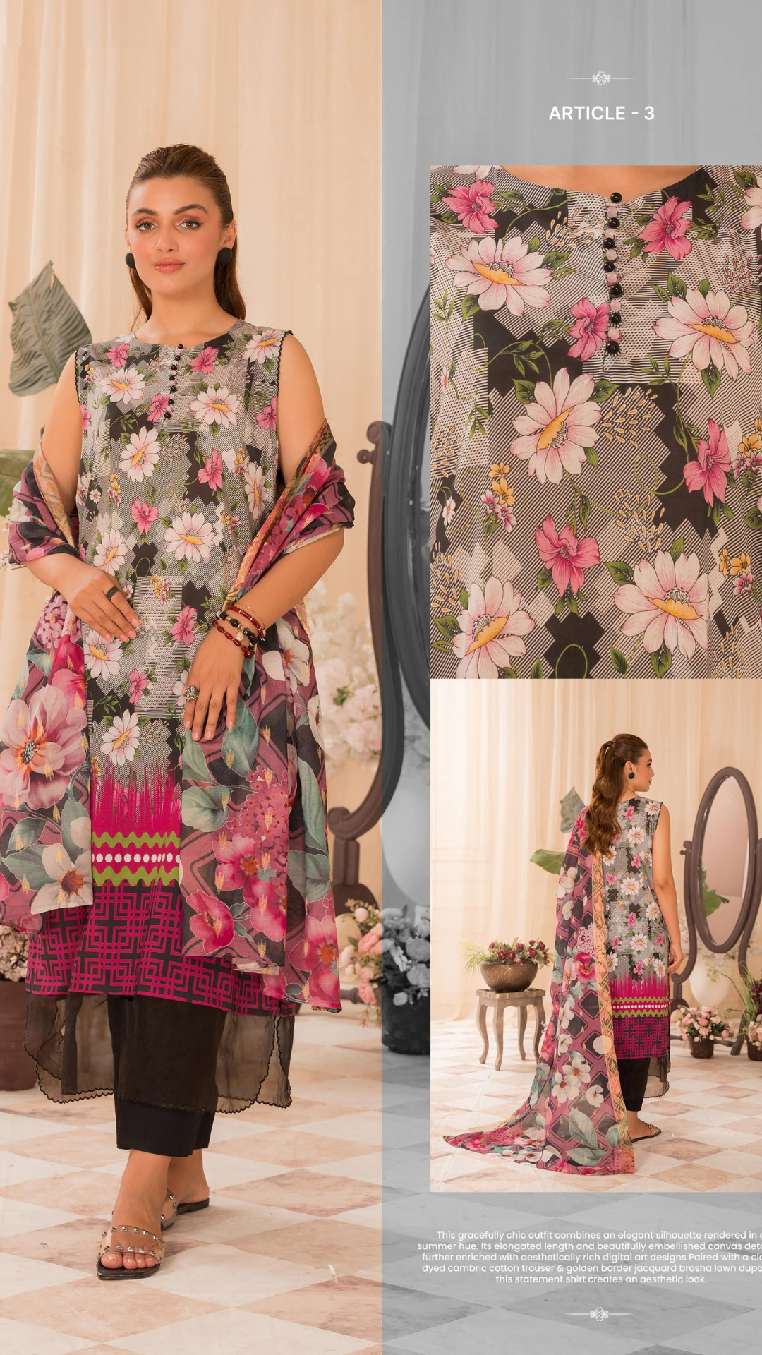 Guljee Popinn Floral Prints Article 3 Unstitched 3 Piece Lawn 24