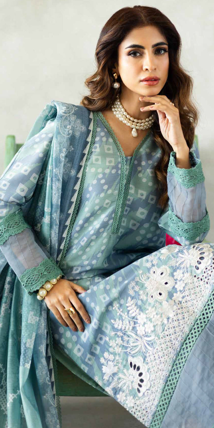 Aafreen Riaz Arts AF-163Embroidered Lawn Doria Collection With Jacquard Monark Dupatta