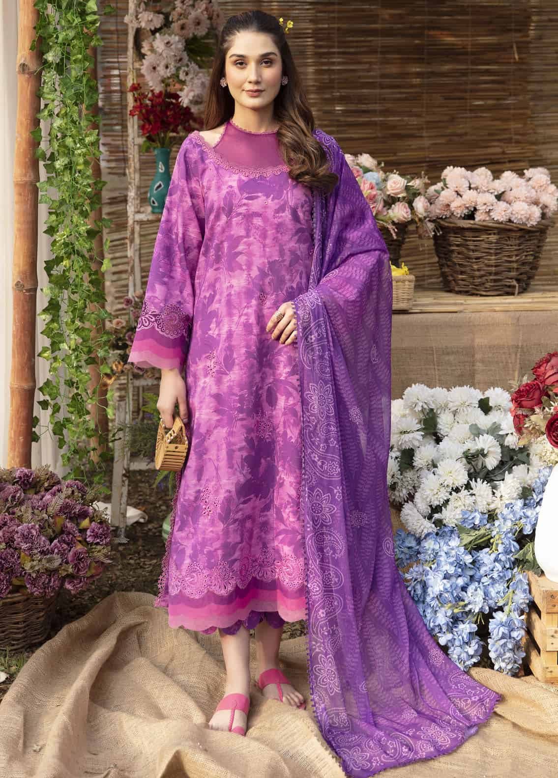 Ayzel Unstitched Summer Dream Lawn Collection  Fushsia