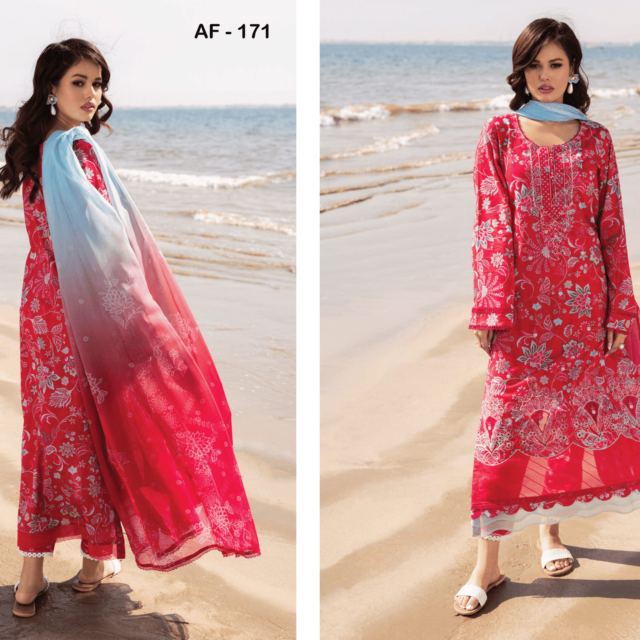 (Pre- Order) AAFREEN AF - 171 RIAZ ARTS EMBROIDERED LASER CUT LAWN WITH PRINTED CHIFFON DUPATTA