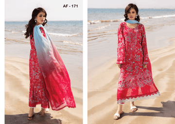 (Pre- Order) AAFREEN AF - 171 RIAZ ARTS EMBROIDERED LASER CUT LAWN WITH PRINTED CHIFFON DUPATTA