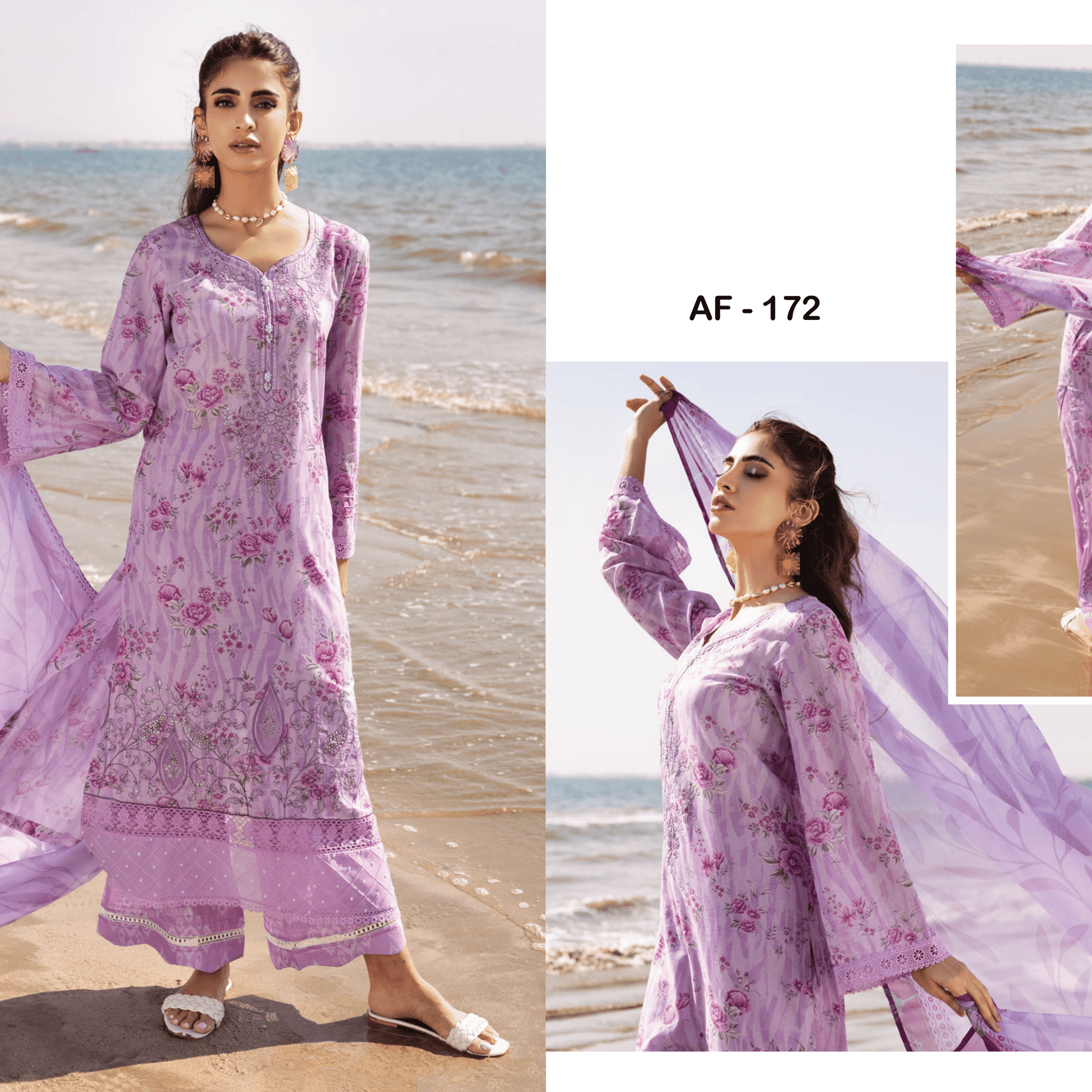 (Pre- Order) AAFREEN AF - 172 RIAZ ARTS EMBROIDERED LASER CUT LAWN WITH PRINTED CHIFFON DUPATTA