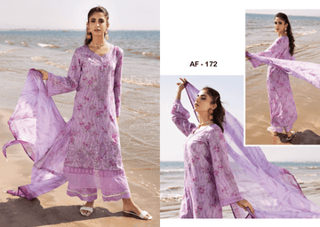 (Pre- Order) AAFREEN AF - 172 RIAZ ARTS EMBROIDERED LASER CUT LAWN WITH PRINTED CHIFFON DUPATTA