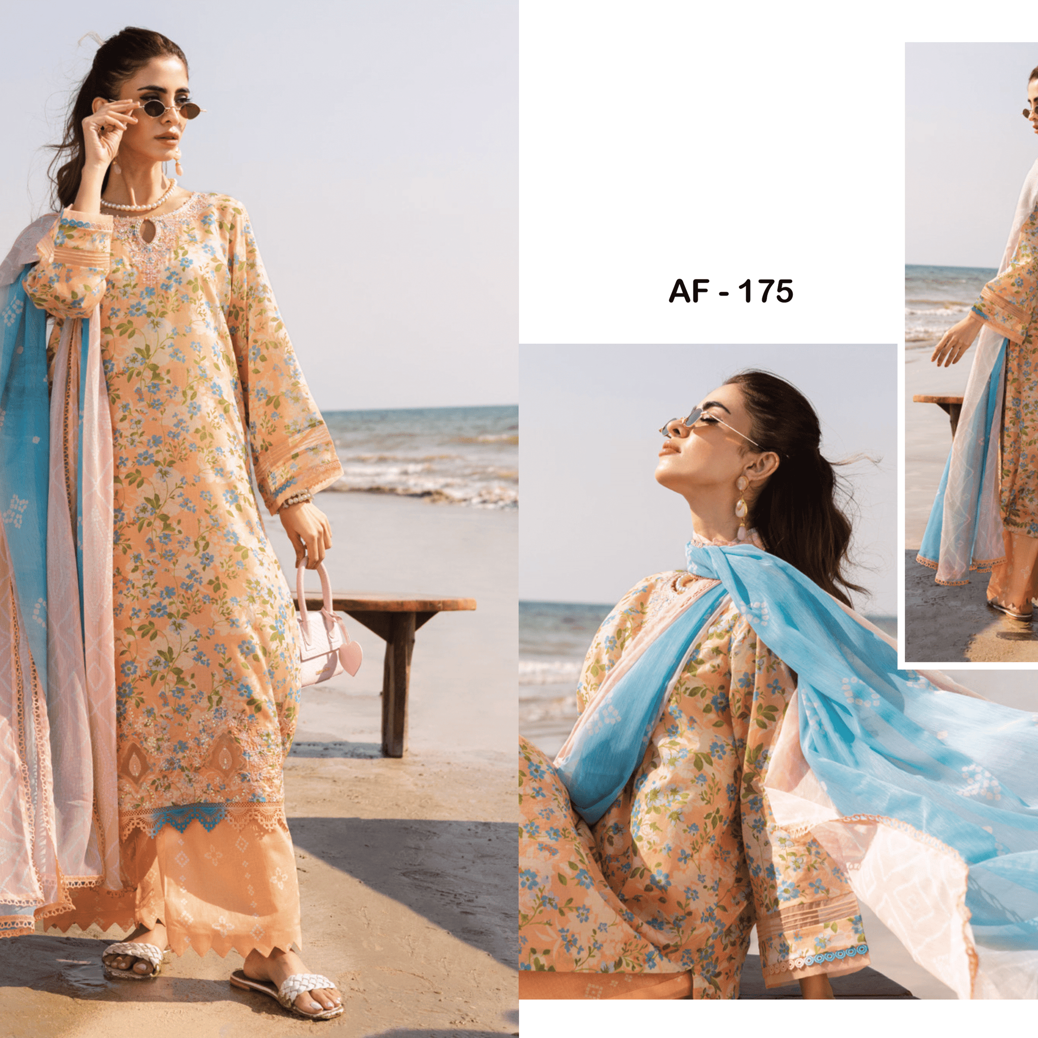 (Pre- Order) AAFREEN AF - 175 RIAZ ARTS EMBROIDERED LASER CUT LAWN WITH PRINTED CHIFFON DUPAT75