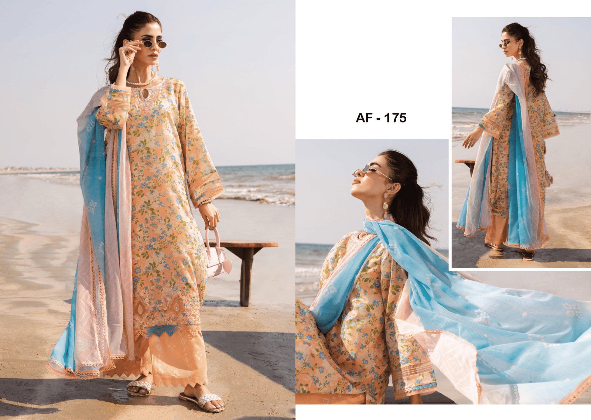 (Pre- Order) AAFREEN AF - 175 RIAZ ARTS EMBROIDERED LASER CUT LAWN WITH PRINTED CHIFFON DUPAT75