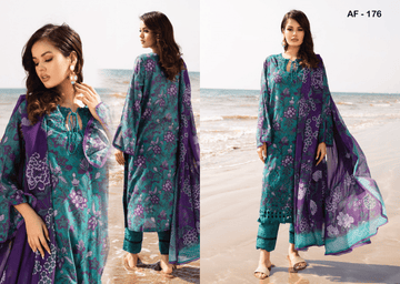 (Pre- Order) AAFREEN AF - 176 RIAZ ARTS EMBROIDERED LASER CUT LAWN WITH PRINTED CHIFFON DUPATTA