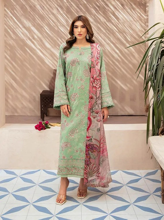 Z-1006 | 3Pc Unstitched Suit Embroidered Luxury Lawn Andaaz By Ramsha