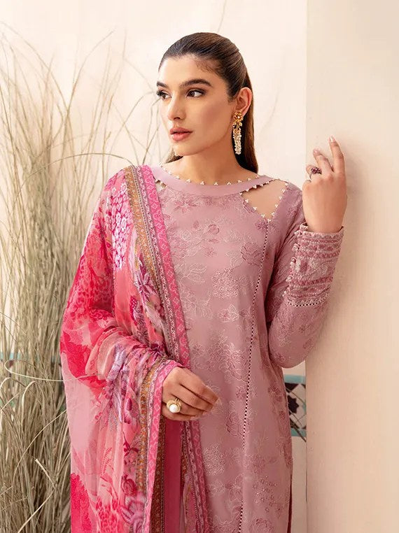 Z-1008 | 3Pc Unstitched Suit Embroidered Luxury Lawn Andaaz By Ramsha