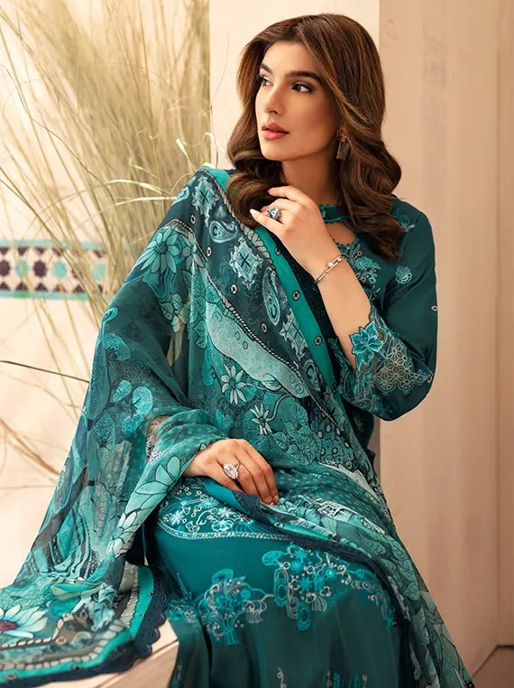 Z-1009 | 3Pc Unstitched Suit Embroidered Luxury Lawn Andaaz By Ramsha