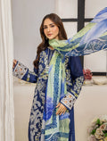 ZA Clothing Bariya Embroidered Semi Stitched Lawn- Enchanted Blue 02