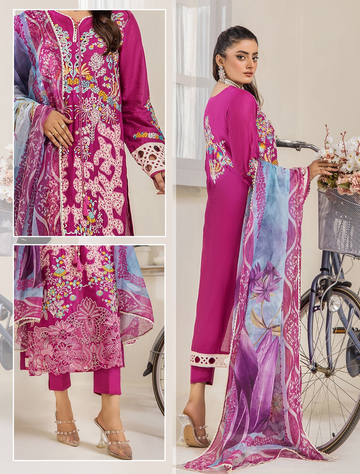 ZA Clothing Bariya Embroidered Semi Stitched Lawn- Serene Orchid 04