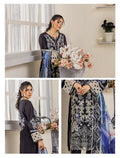 ZA Clothing Bariya Embroidered Semi Stitched Lawn- Charcoal Grace 05