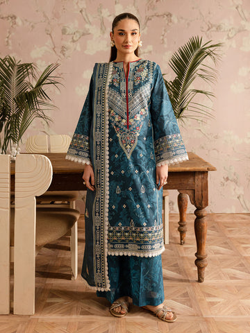 Mahnur Leila Printkari LP - 11 | 3 PC Lawn Azurine