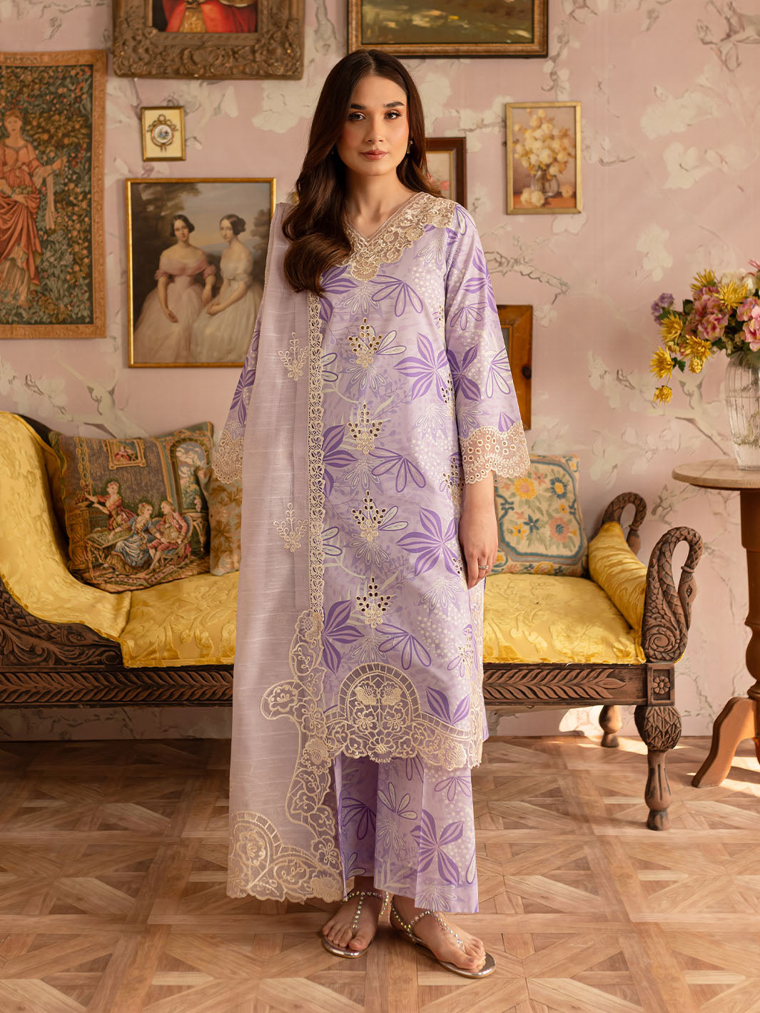 Mahnur Leila Printkari LP - 04 | 3 PC Lawn Periwinkle