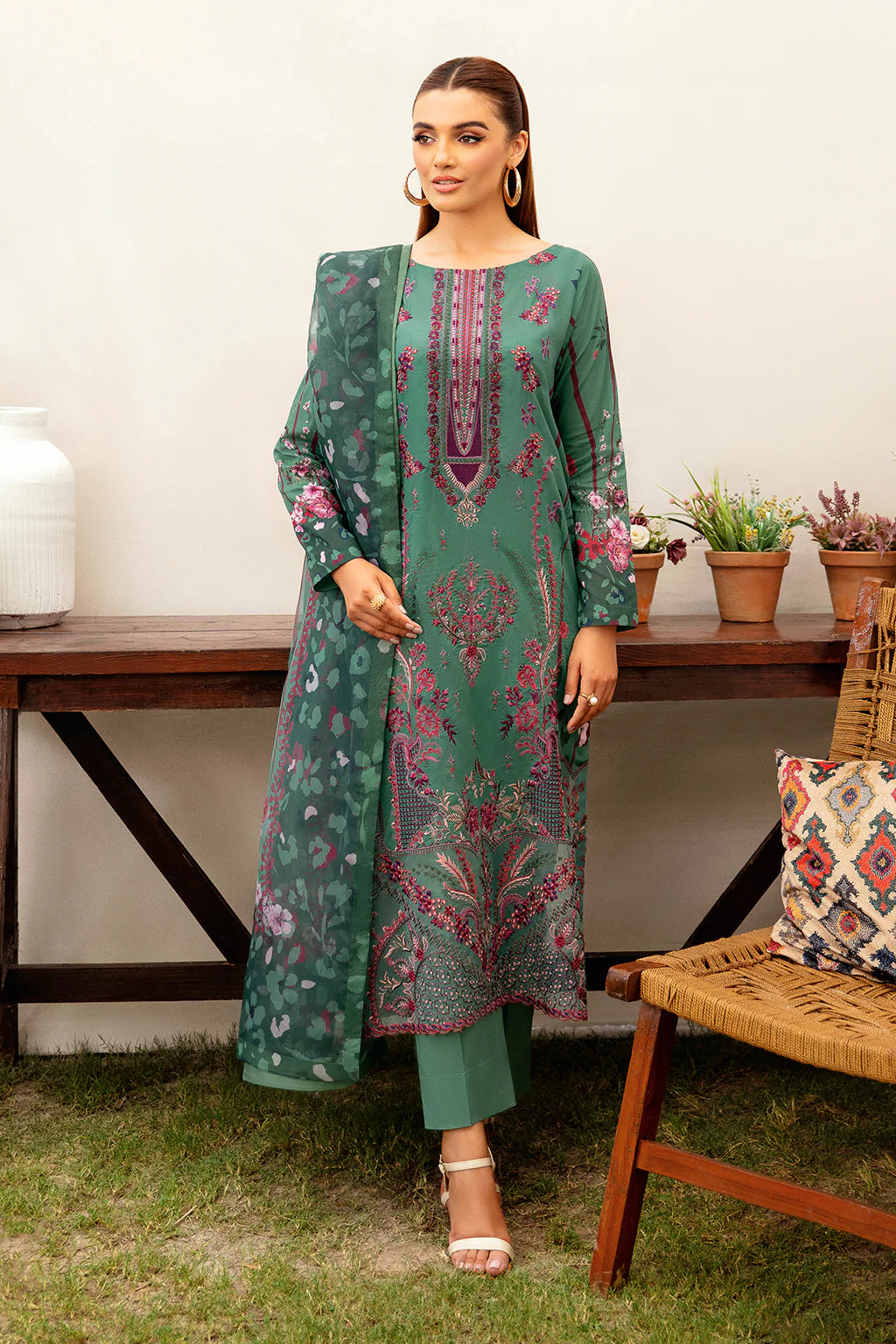 RAMSHA Unstitiched Mashaal Luxury Lawn Vol.12 L-1202