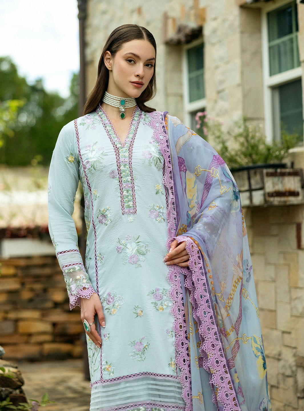 Roheenaz Flanerie Lawn'25 Emilie-4B Unstitched Dyed Lawn