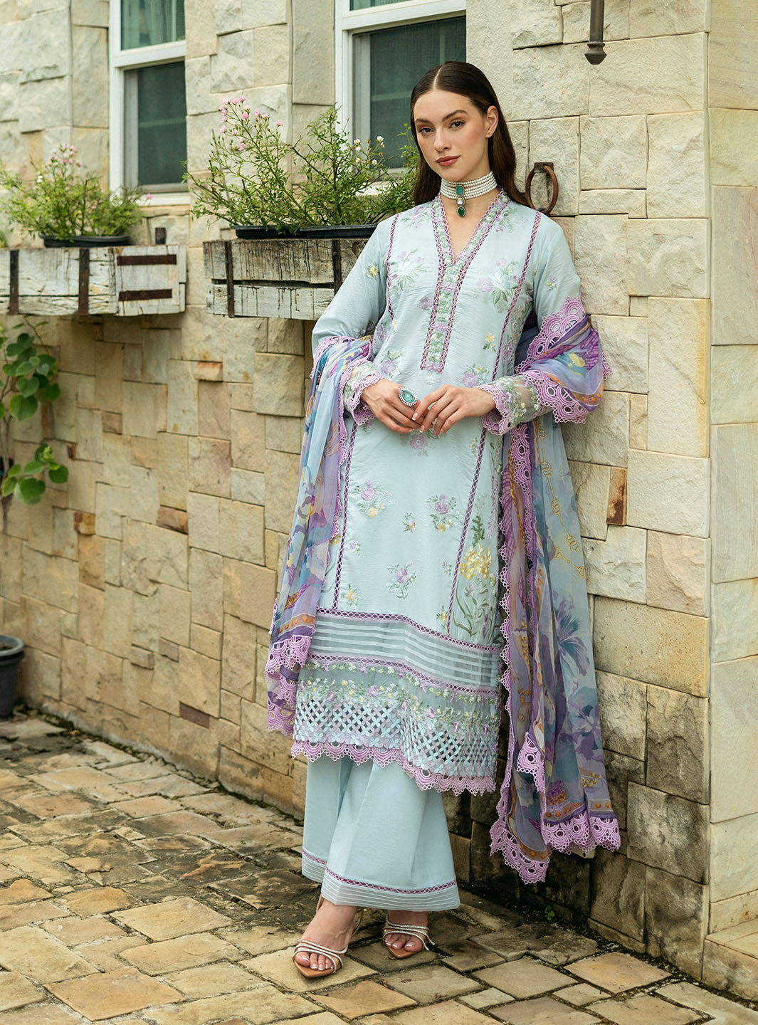 Roheenaz Flanerie Lawn'25 Emilie-4B Unstitched Dyed Lawn