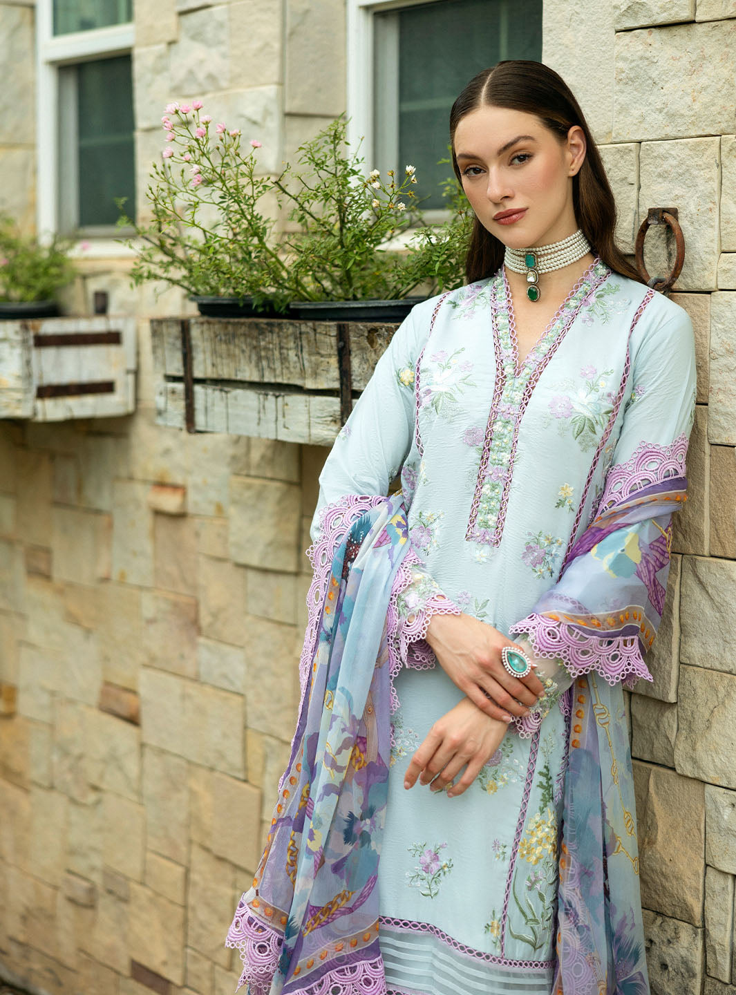 Roheenaz Flanerie Lawn'25 Emilie-4B Unstitched Dyed Lawn