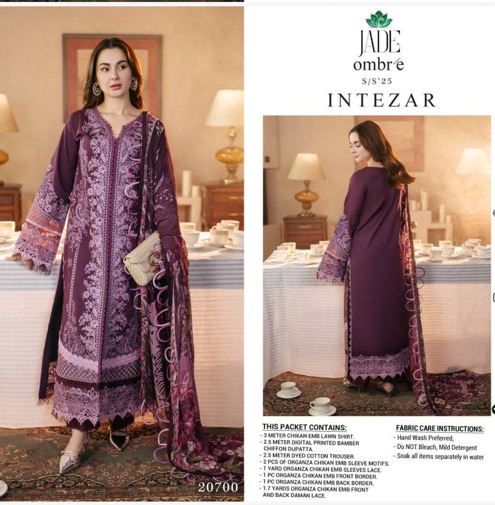 Jade x Hania Amir Ombre SS 25 Intezar Premium Lawn Purple