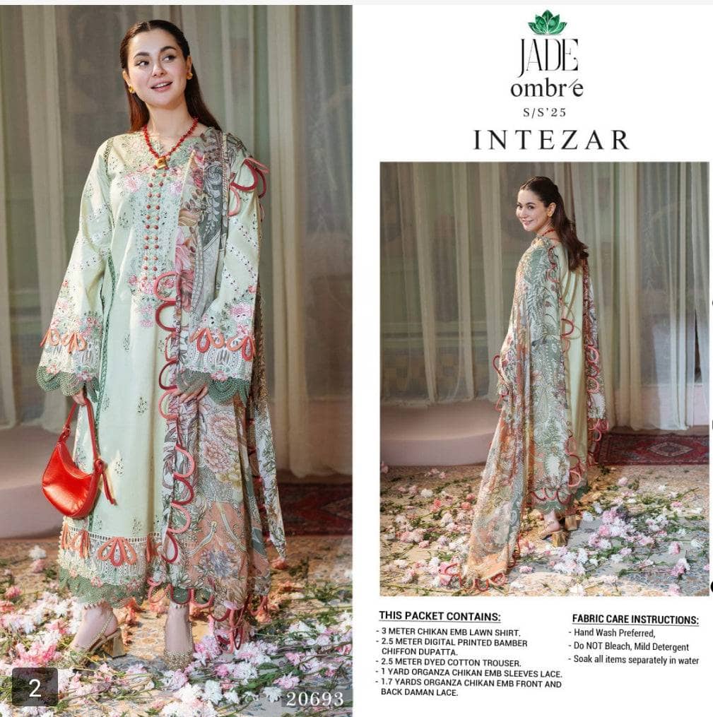 Jade x Hania Amir Ombre SS 25 Intezar Premium Lawn Off White