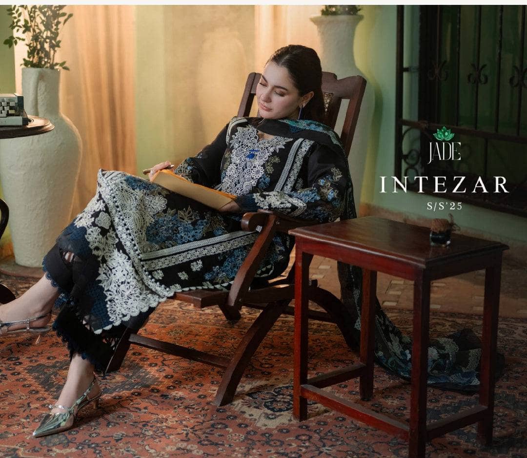 Jade x Hania Amir Ombre SS 25 Intezar Premium Lawn Black