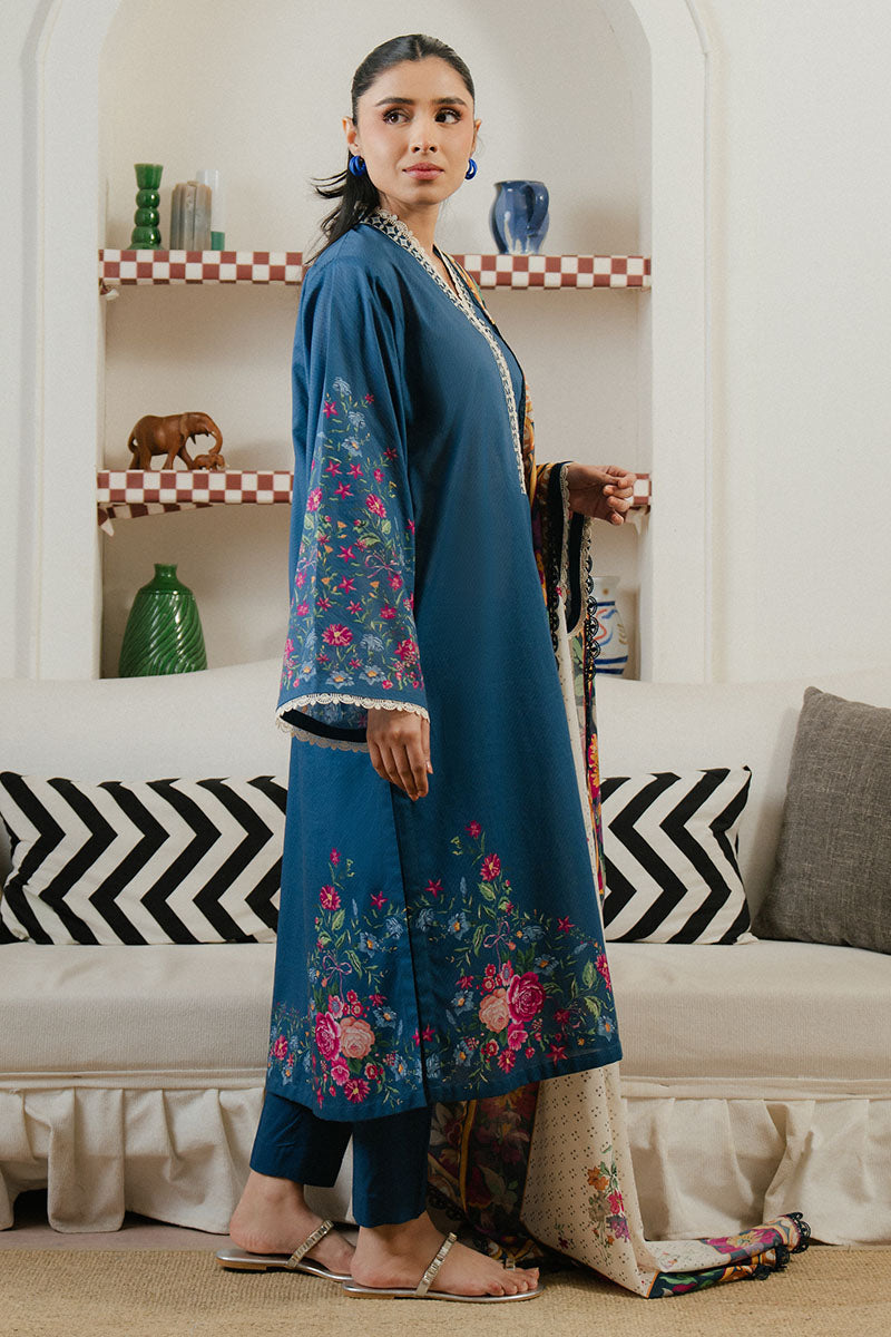 Cross Stitch Daily Unstitched Collection MIDNIGHT TIDE-3 PC PRINTED LAWN SUIT