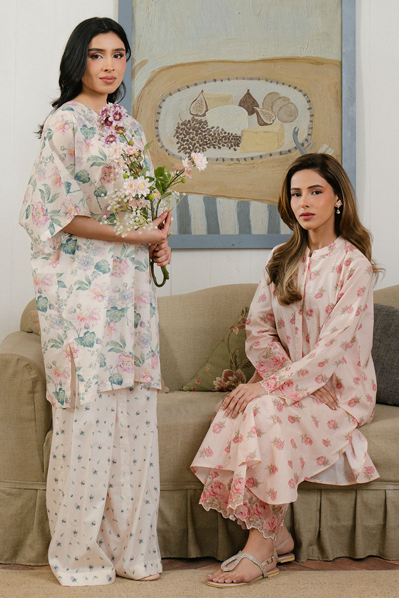 Cross Stitch Daily Unstitched Collection PEACH DUST-2 PC PRINTED LAWN SUIT