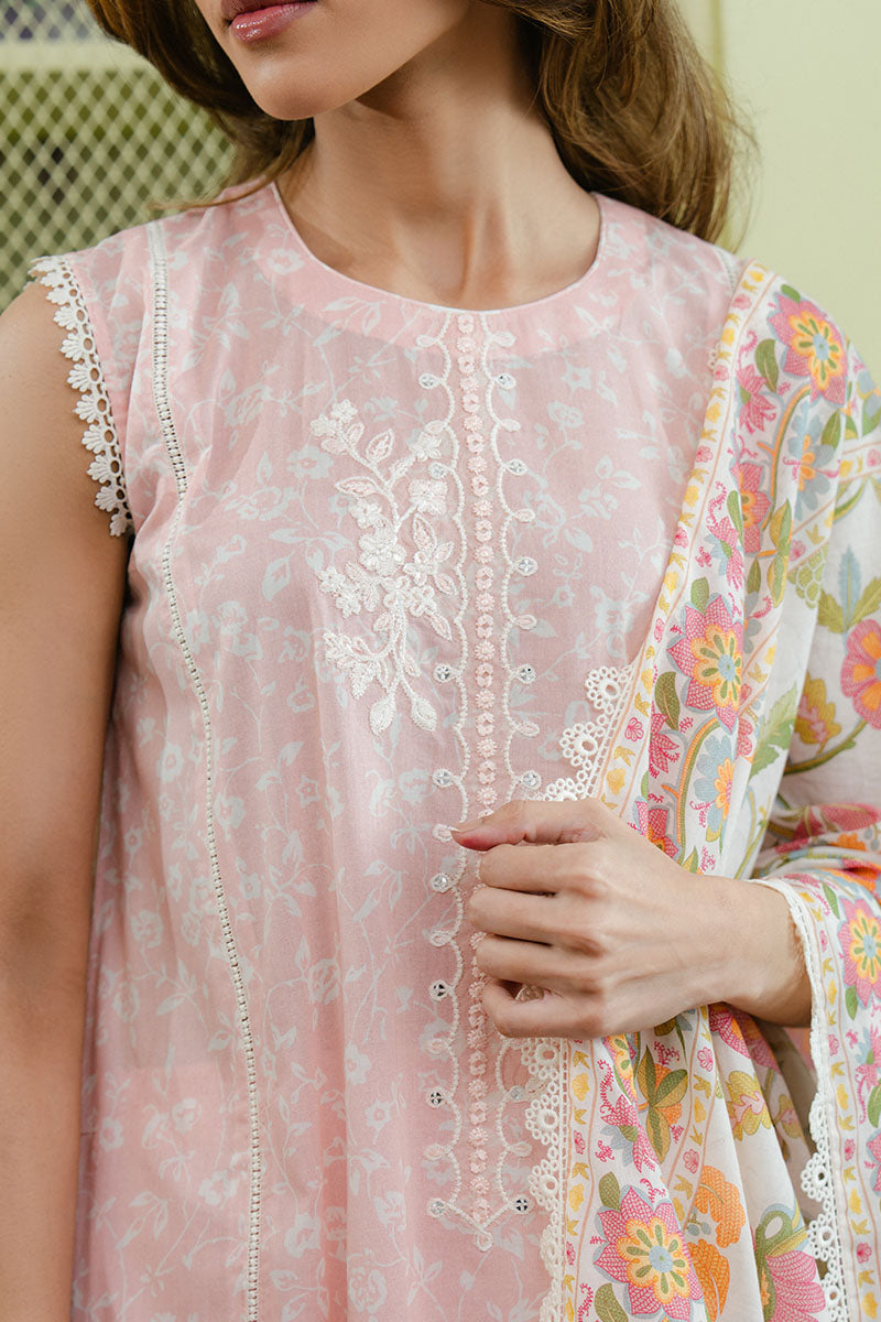 Cross Stitch Daily Unstitched Collection SOFT PINK-3 PC PRINTED LAWN SUIT